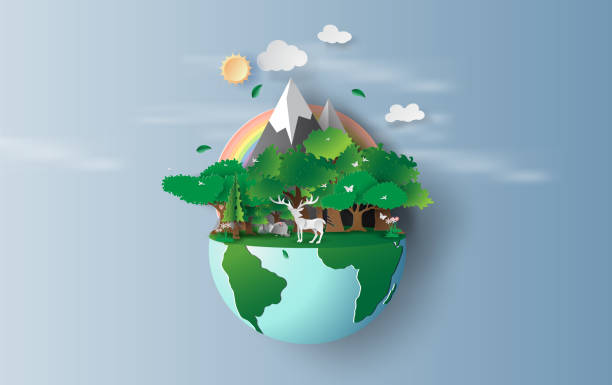 istock illustration of reindeer in green trees forest,Creative Origami design world environment and earth day concept idea. landscape Wildlife with Deer in green nature plant by rainbow pastel. paper cut,craft 1139535998