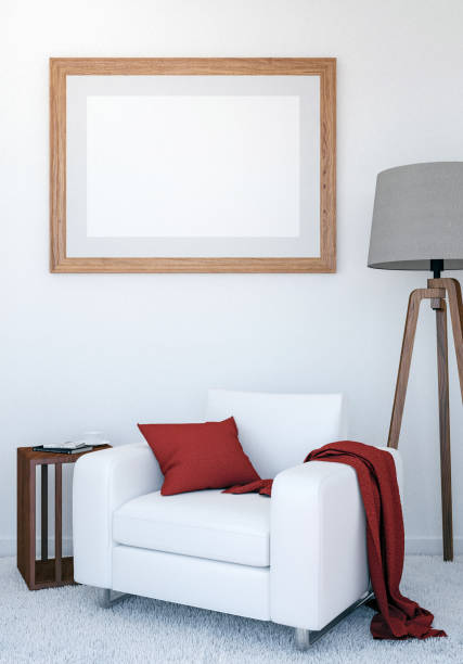 istock Modern luxury living room interior background with mock up empty poster frame, 3D Rendering 1139537238