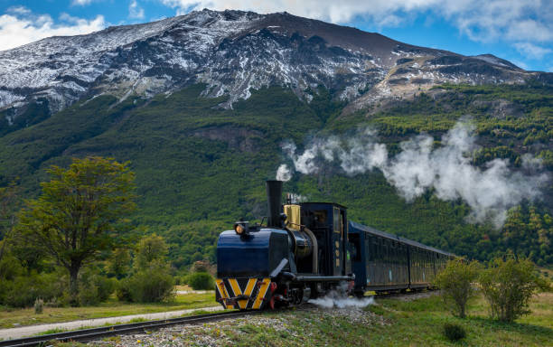 end of the world Train Emblematic train of the end of the world. Located on Tierra del Fuego Island, Argentina. The only functional steam train in Patagonia Argentina. tierra del fuego archipelago photos stock pictures, royalty-free photos & images