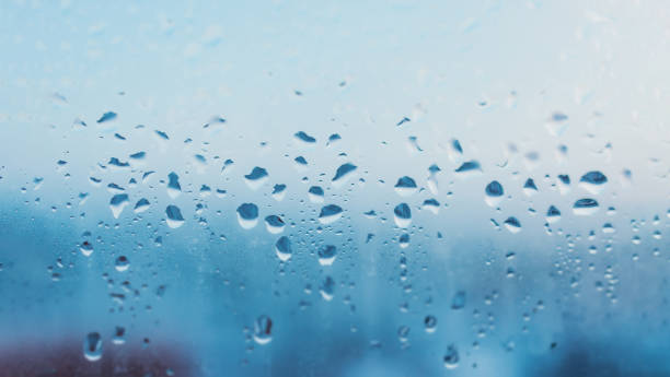 istock Image with condensation formed by water droplets on glass due to poor and inadequate ventilation. Realistic water droplets for decoration and covering on the transparent background 1139540228