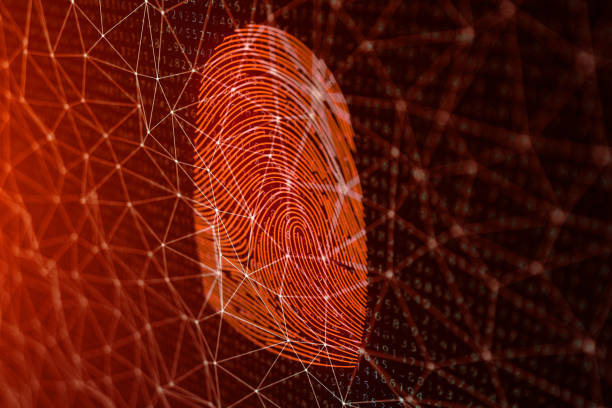 istock 3D illustration Fingerprint scan provides security access with biometrics identification. Concept fingerprint hacking, threat. Finger print with binary code. Concept of digital security. 1139543148