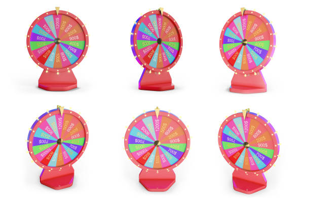 3d illustration colorful wheel of luck or fortune. set roulette fortune spinning wheels, casino wheel. wheel fortune isolated on white background. - wheel incentive spinning luck imagens e fotografias de stock