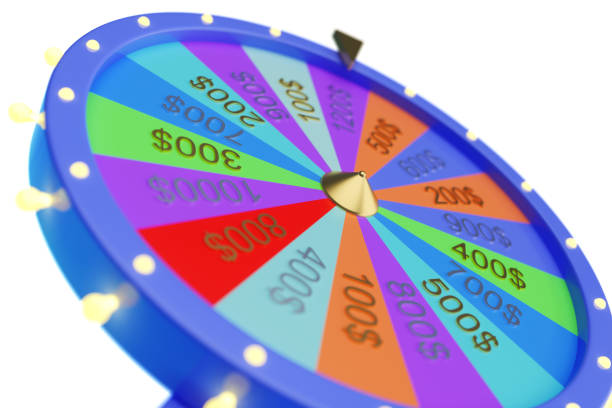 illustrazione 3d ruota colorata di fortuna o fortuna. roulette fortune ruote rotanti, ruota da casinò. fortuna ruota su sfondo bianco. - wheel incentive award spinning foto e immagini stock