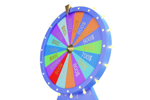 illustrazione 3d ruota colorata di fortuna o fortuna. roulette fortune ruote rotanti, ruota da casinò. fortuna ruota su sfondo bianco. - wheel incentive award spinning foto e immagini stock