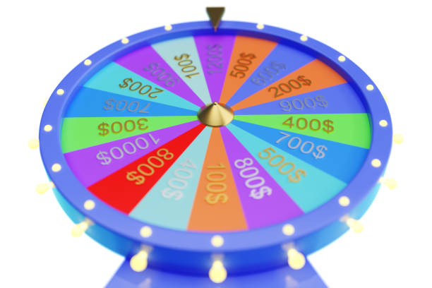 illustrazione 3d ruota colorata di fortuna o fortuna. roulette fortune ruote rotanti, ruota da casinò. fortuna ruota su sfondo bianco. - wheel incentive award spinning foto e immagini stock