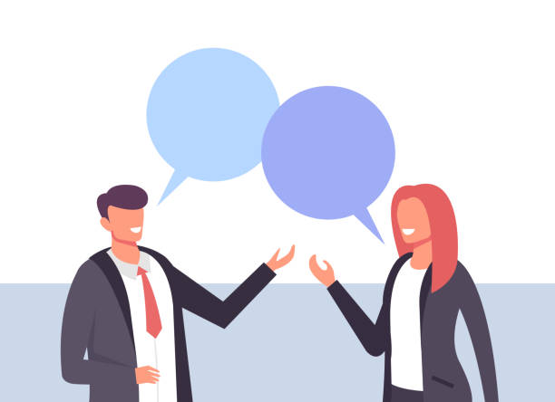 Two Business People Office Workers Man Woman Characters Talking Business Life Concept Vector Design Graphic Flat Cartoon Isolated Illustration Stock Illustration - Download Image Now - iStock Two Business People Office Workers Man Woman Characters Talking Business Life Concept Vector Design Graphic Flat Cartoon Isolated Illustration Stock Illustration - Download Image Now - iStock
