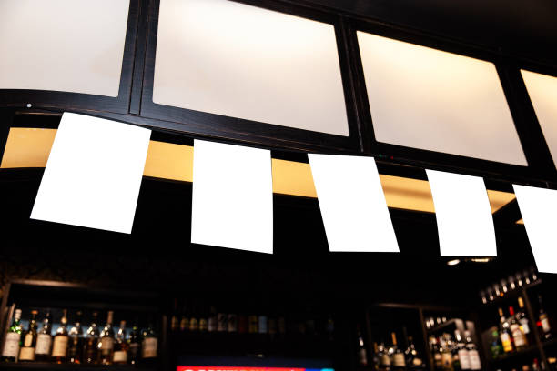 istock Blank ad Mock up frame on the blurred background of the bar - Empty space for advertisement 1139544080