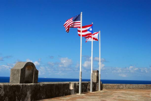 istock The three flags of Puerto Rico 1139546702