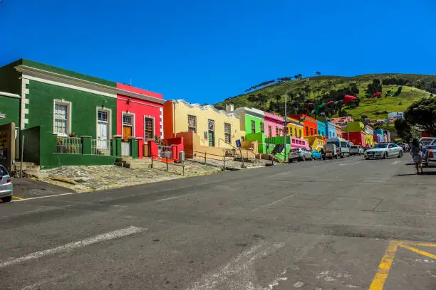 Colorful streets of Bo-Kaap a cape malay colony in Cape Town South Africa in western cape