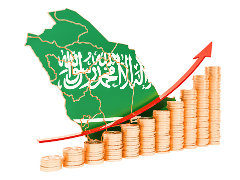 Economic growth in Saudi Arabia concept, 3D rendering isolated on white background