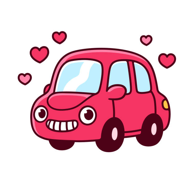 Cute Cartoon Car Stock Illustration - Download Image Now - Car,  Anthropomorphic Face, Cheerful - iStock