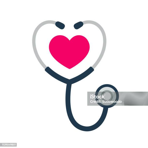 Stethoscope Heart Icon Stock Illustration - Download Image Now - Stethoscope, Icon Symbol, Healthcare And Medicine