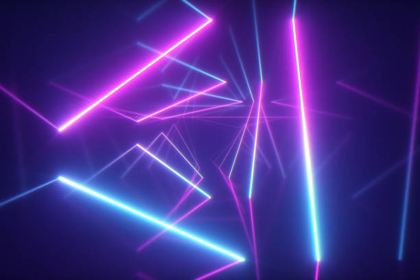 istock Abstract flying in futuristic corridor with triangles background, fluorescent ultraviolet light, colorful laser neon lines, geometric endless tunnel, blue pink spectrum, 3d illustration 1139549854
