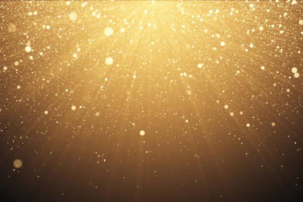 istock Gold glitter background with sparkle shine light confetti effect 3d illustration 1139550031