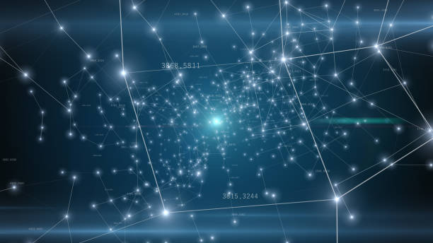 istock Growing global network and data connections flying in technology space. You can use it for a technology, communication or social media background. Blue color. 3d illustration 1139550041