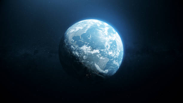 istock Glow planet Earth view from dark space. Elements of this image furnished by NASA 3d illustration 1139550047