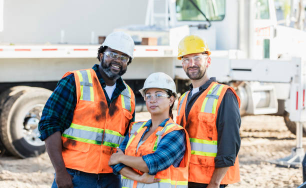 Woman in charge at construction site