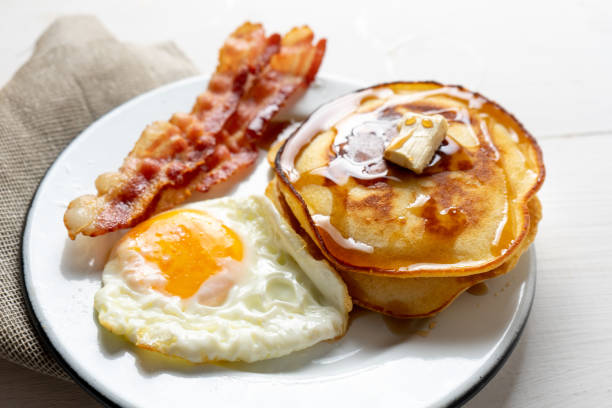 istock American breakfast with egg, pancake and bacon 1139563102