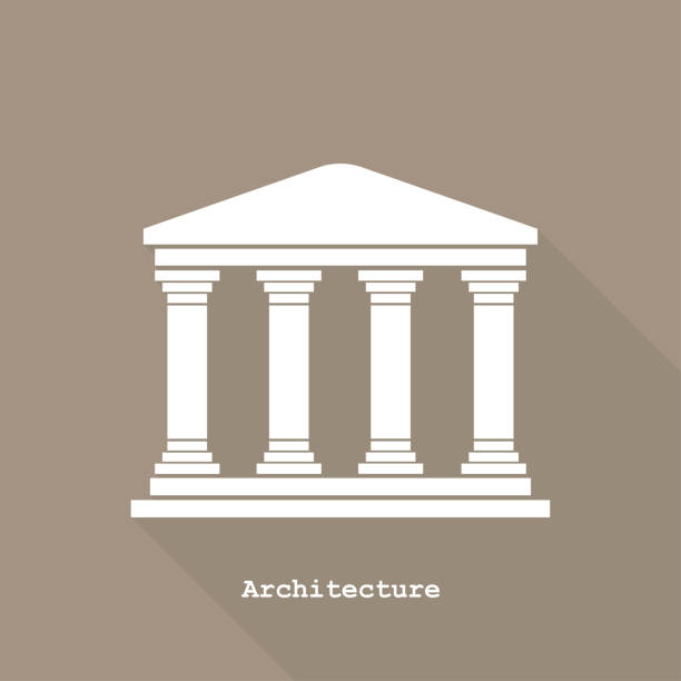 греческий храм значок вектор иллюстрации плоский дизайн - temple classical greek greek culture architecture stock illustrations