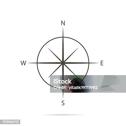 istock Icon compass on white background and flat design 1139565112