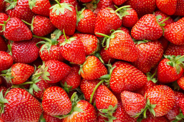 istock Fresh organic Strawberry fruit background Top view closeup 1139567245