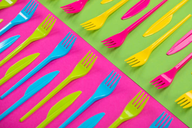 istock Many color plastic cutlers on a bright background 1139567287