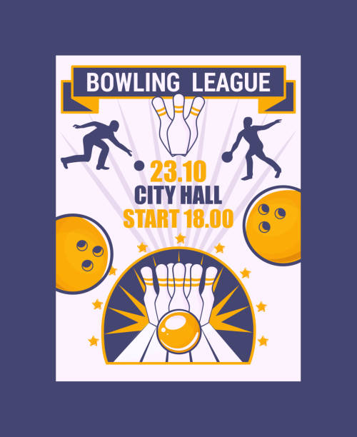 Bowling league banner, poster vector illustration. Ball crashing into the pins,getting strike. Bowling city hall tournament. Winner of championship. Victory. First place. Bowling league banner, poster vector illustration. Ball crashing into the pins,getting strike. Bowling city hall tournament. Winner of championship. Victory. First place. Entertainment. cricket bowler stock illustrations