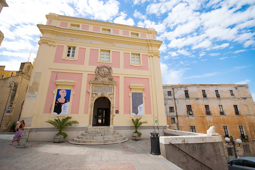 Cagliari, Italy - August 17, 2016: Restored historic building, transformed into a museum with exhibitions of contemporary art.