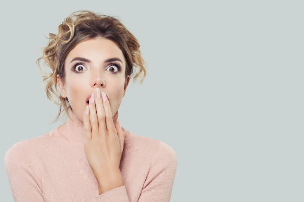 istock Surprised model woman face. Positive emotion. Expressive facial expression 1139570937