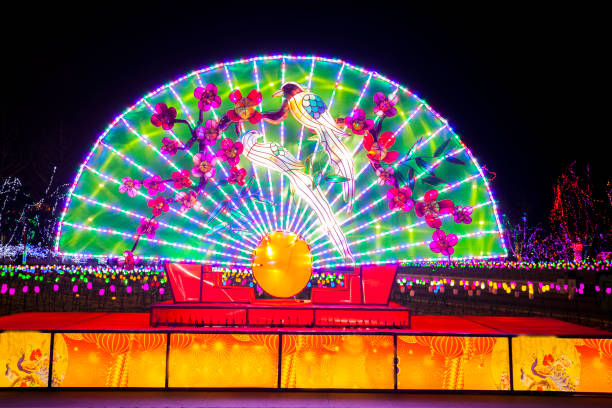 istock Chinese festive lantern at night 1139573866