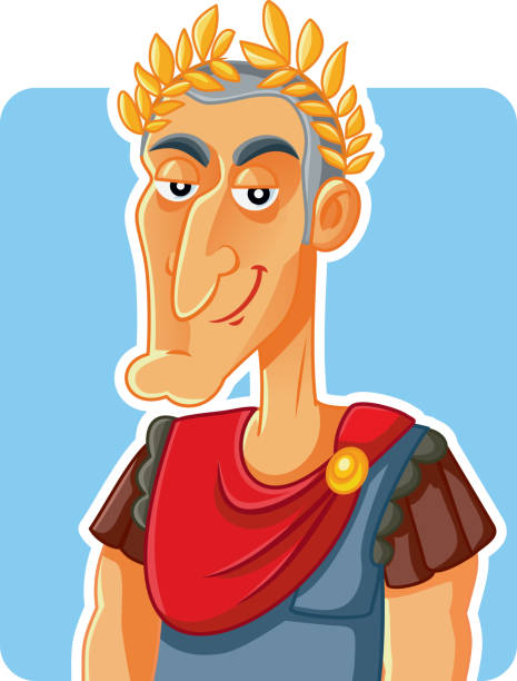 illustrazioni stock, clip art, cartoni animati e icone di tendenza di caricatura vettoriale dell'imperatore romano giulio cesare - julius caesar