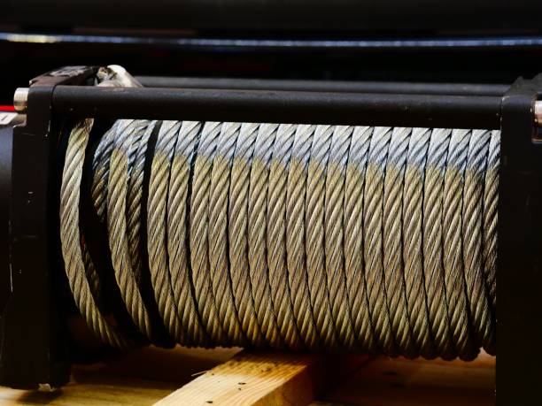 istock Steel wire rope winch off road car 1139576131