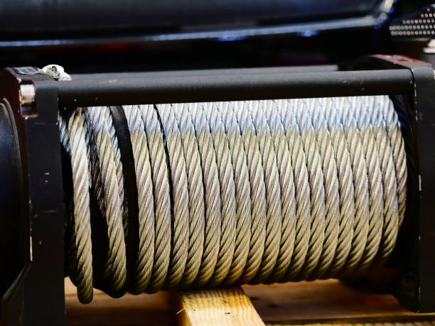 istock Steel wire rope winch car 1139576132