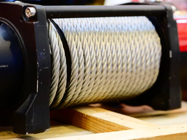 istock Steel wire rope winch off road car 1139576136