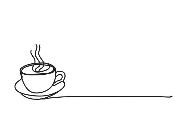 ilustrações de stock, clip art, desenhos animados e ícones de coffee cup ,line drawing style, vector design - chávena ilustrações