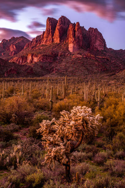 Three Sisters Rock formation in the Superstition Mountains.