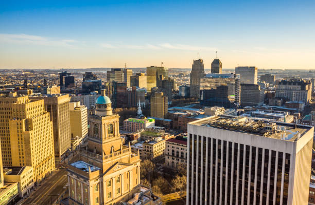 Aerial view of Newark New Jersey skyline stock photo