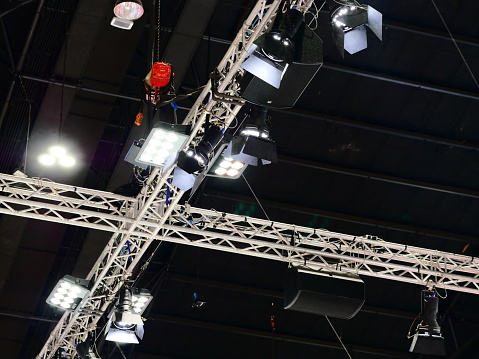 Stage Light, Spotlight, White Background, Scaffolding, Stage - Performance Space