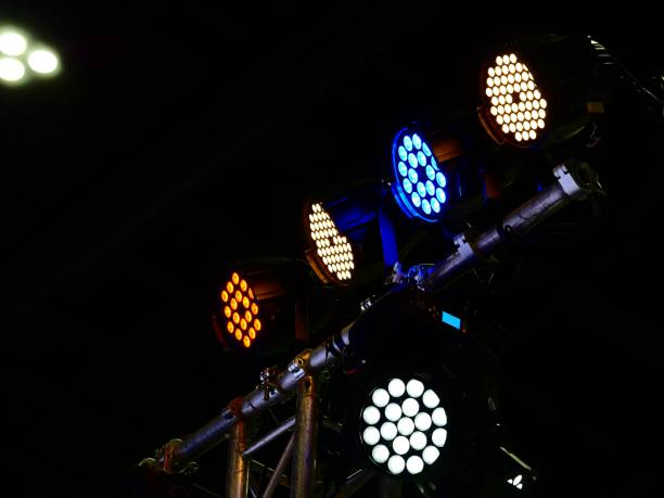 istock Spotlights and illumination on stage with sound equipment 1139585223