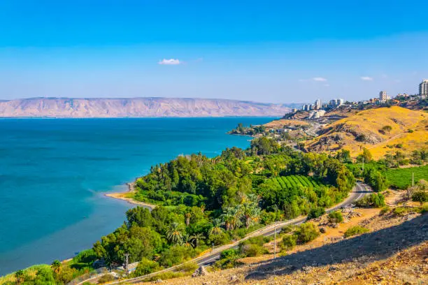 Photo of Aerial view of Tiberias from mount Arbel in Israel