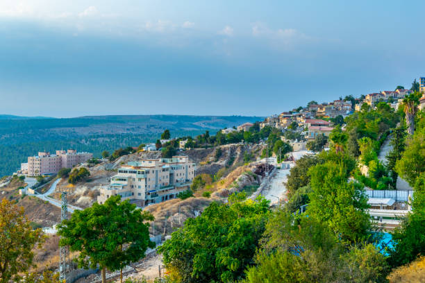 veduta aerea di tsfat/safed in israele - safed foto e immagini stock