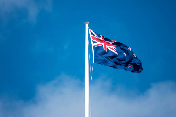 drapeau néo-zélandais - new zealand flag photos photos et images de collection