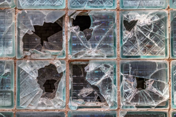 istock Texture background of old broken glass blocks for mockup or design pattern in construction, food or industrial flat layer of sample concept 1139591091