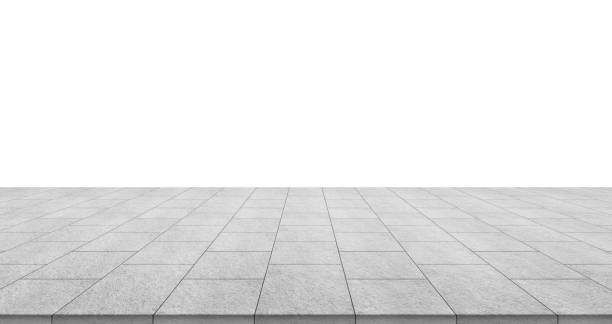 empty stone floor isolated on white background Business concept - empty stone floor top isolated on white background for display or mockup product sidewalk stock pictures, royalty-free photos & images