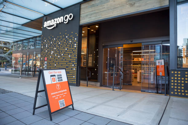 Amazon Go Automated Shopping at Headquarters Building, Seattle Washington USA stock photo