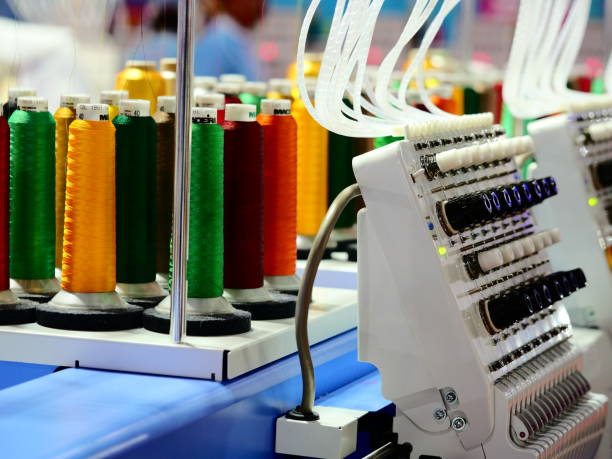 istock Close up look inside embroidery machines parts 1139596608