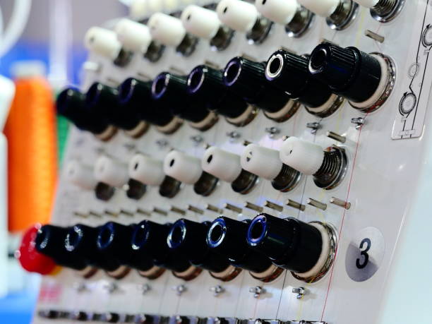 istock Close up look inside embroidery machines parts 1139596688
