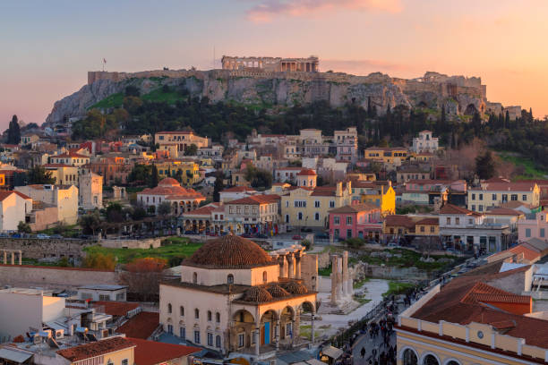 istock Athens skyline at sunset, Greece 1139599229