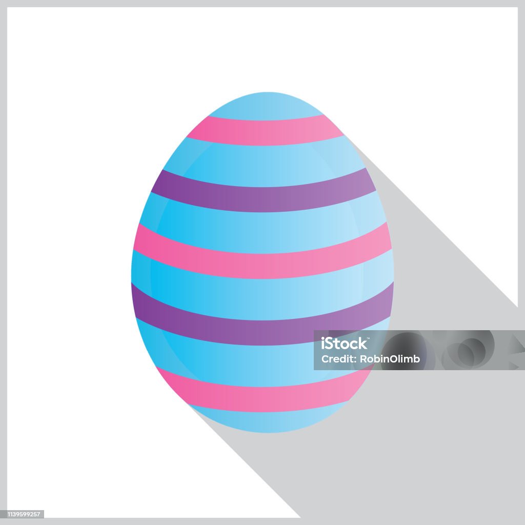 Drop Shadow Easter Egg Icon Vector illustration of a pastel striped easter egg on a white background with a gray border. Animal Egg stock vector