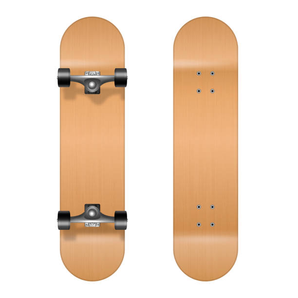 istock Skateboarding. Vector Realistic 3d Wooden Blank Skateboard Icon Set Closeup Isolated on White Background. Design Template of Skate Board Showing the Top and Bottom for Mockup. Top view 1139600347